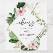 Beach Tropical Brautparty Weinetikett (Einzelnes Label)