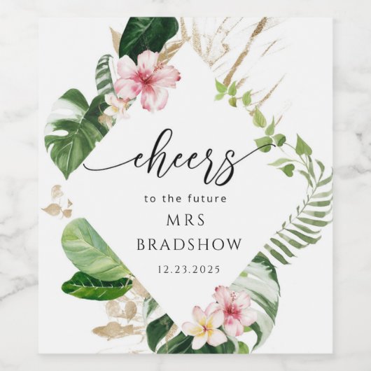 Beach Tropical Brautparty Weinetikett (Einzelnes Label)