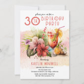 Beach Tropical Cocktails 30. Geburtstag Party Einladung (Vorderseite)