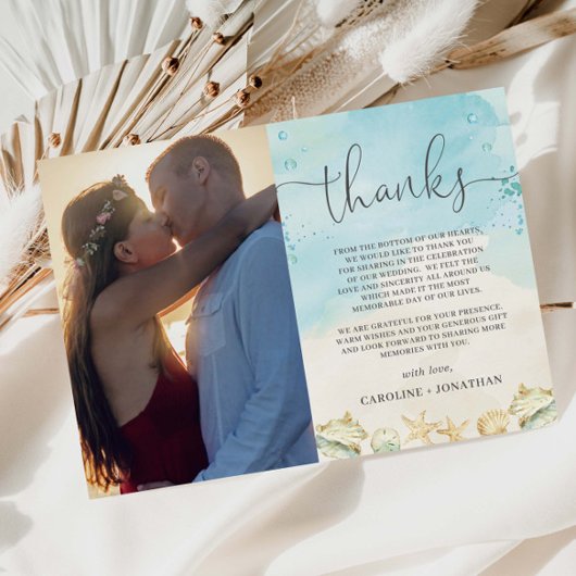 Beach Tropical Destination Wedding Photo Picture Dankeskarte