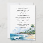 Beach Tropical Elegant Modern QR Code Wedding Einladung (Vorderseite)
