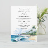 Beach Tropical Elegant Modern QR Code Wedding Einladung (Stehend Vorderseite)