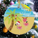 Beach Tropical Flamingo Weihnachtsfeiertag Keramik Ornament<br><div class="desc">Dieses Design entstand durch digitale Kunst, es kann in dem Bereich personalisiert sein, der durch das Ändern des Fotos oder das Hinzufügen eigener Wörter zur Verfügung gestellt oder angepasst wird. Kontaktieren Sie mich unter colorflowcreations@gmail.com , wenn Sie dieses Design für ein anderes Produkt haben möchten. Kaufen Sie meine originale abstrakte...</div>