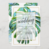 Beach Tropical Hawaii Leaf Foto Greenerity Wedding Einladung (Vorne/Hinten)