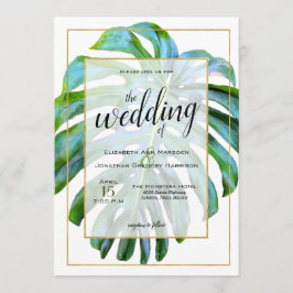 Beach Tropical Hawaii Leaf Foto Greenerity Wedding Einladung