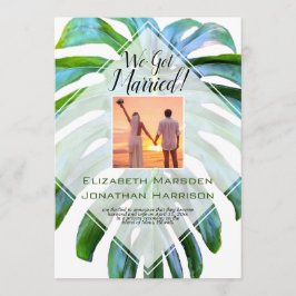 Beach Tropical Hawaii Leaf Just Married Elegant Einladung