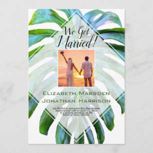 Beach Tropical Hawaii Leaf Just Married Elegant Einladung