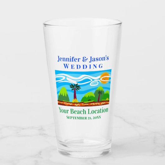 Beach Tropical Hochzeit in Urlaubsort Fevor Pint Glas (Vorderseite)