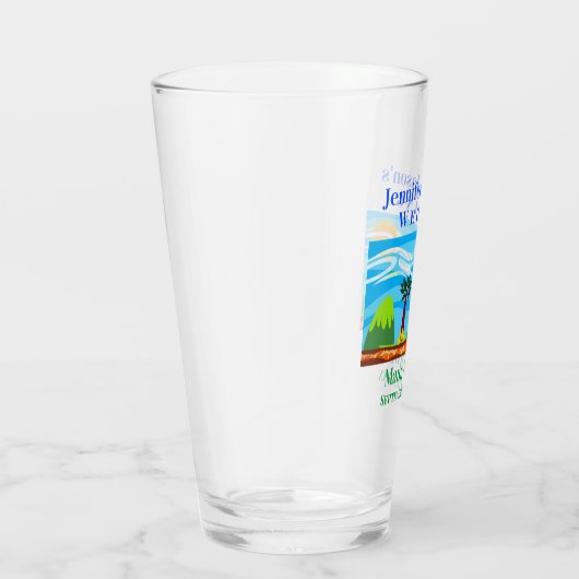 Beach Tropical Hochzeit in Urlaubsort Hawaii Pint Glas (Rechts)