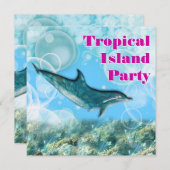 Beach Tropical Insel Geburtstagsparty Einladung (Vorne/Hinten)