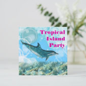 Beach Tropical Insel Geburtstagsparty Einladung (Stehend Vorderseite)