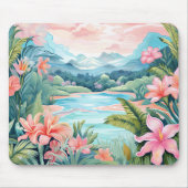 Beach Tropical Island Jungle Mountains Floral Mousepad (Vorne)