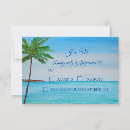 Beach Tropical Island Summer Wedding RSVP (Vorderseite)