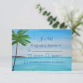 Beach Tropical Island Summer Wedding RSVP Karte (Stehend Vorderseite)