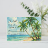 Beach Tropical Island Summer Wedding RSVP Karte (Stehend Vorderseite)