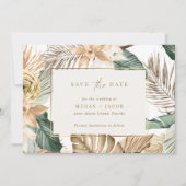 Beach Tropical Leaf Hochzeit retten das Datum Save The Date (Vorderseite)