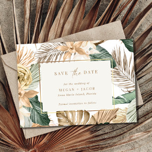 Beach Tropical Leaf Hochzeit retten das Datum Save The Date