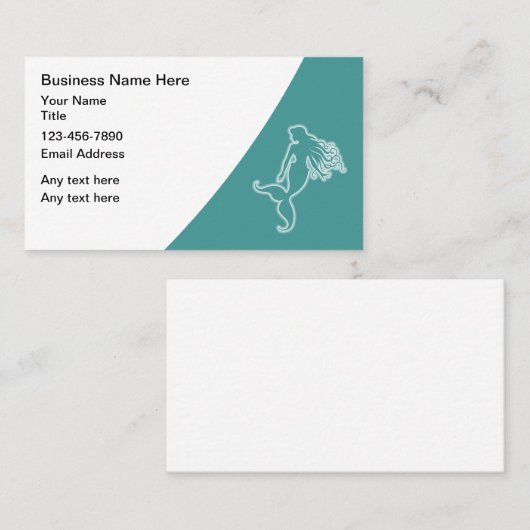Beach Tropical Mermaid Theme Business Cards Visitenkarte (Vorne/Hinten)