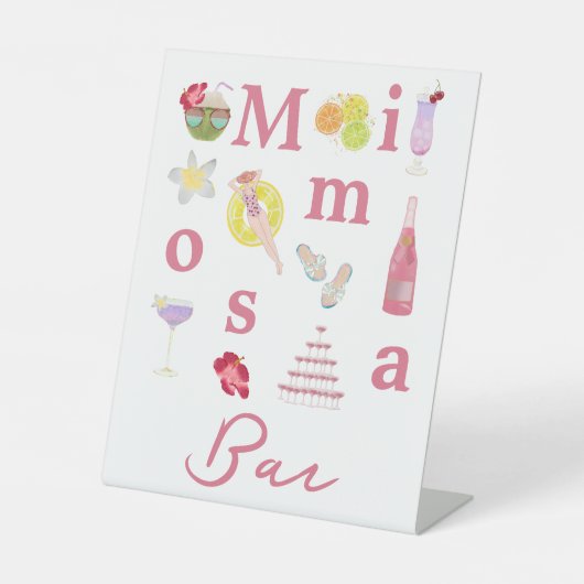 Beach Tropical Mimosa Bar Sign für Brautparty Sockelschild (Vorderseite)