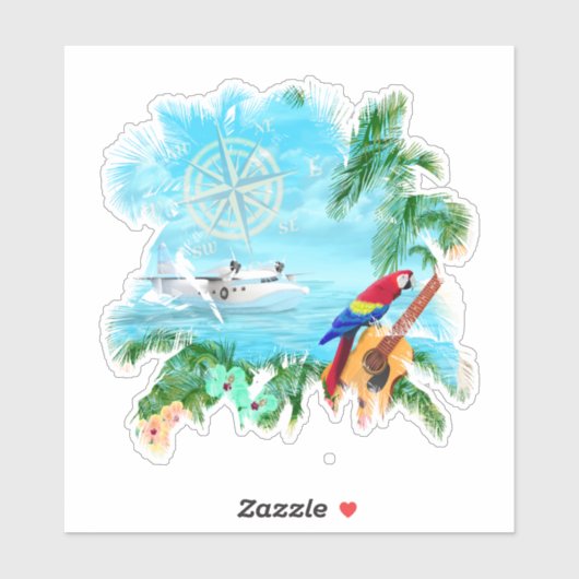 Beach Tropical Music Aufkleber (Blatt)