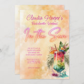 Beach Tropical Neon Bachelorette Weekend Einladung (Vorne/Hinten)