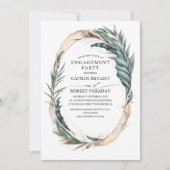 Beach Tropical Palm Blätter Gold Engagement Party Einladung (Vorderseite)