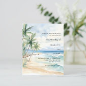 Beach tropical palm destination wedding invitation (Stehend Vorderseite)