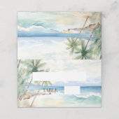 Beach tropical palm trees Place Card Platzkarte (Außenseite Aufgefaltet)