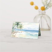 Beach tropical palm trees Place Card Platzkarte (Rückseite)