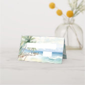 Beach tropical palm trees Place Card Platzkarte (Vorderseite)