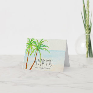 Beach Tropical Palm Trees Thank you Dankeskarte