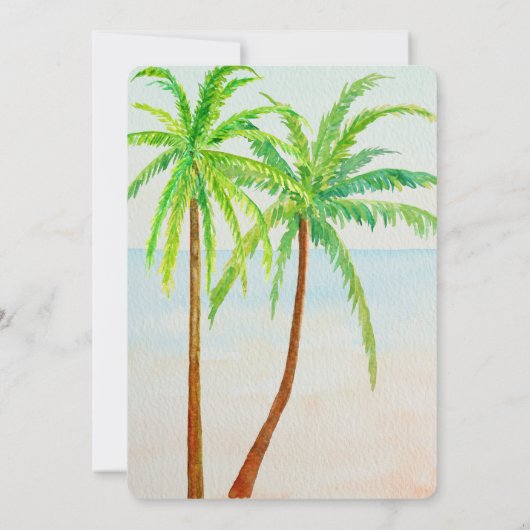 Beach Tropical Palm Trees Wedding Einladung (Rückseite)