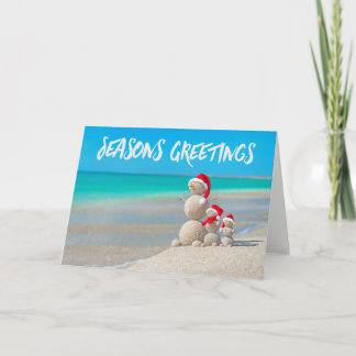 Beach Tropical Snowman Sand Froher Festtage Card Feiertagskarte