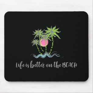 Beach Tropical Style Summer Graphic Black Mousepad