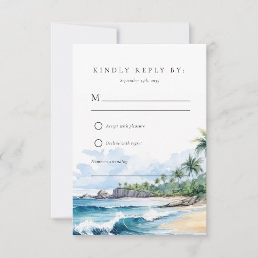 Beach Tropical Summer Wedding RSVP (Vorderseite)