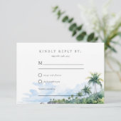 Beach Tropical Summer Wedding RSVP (Stehend Vorderseite)