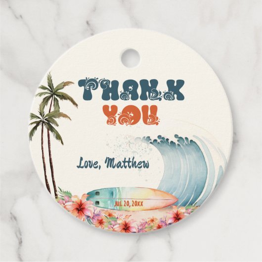 Beach Tropical Surf Vielen Dank Geschenkanhänger (Vorderseite)