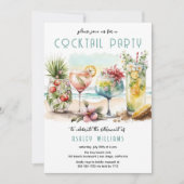 Beach Tropical Themed Cocktails Rente Party Einladung (Vorderseite)