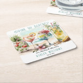 Beach Tropical Themed Cocktails Rente Party Rechteckiger Pappuntersetzer (angewinkelt)