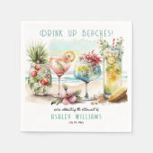 Beach Tropical Themed Cocktails Rente Party Serviette (Vorderseite)