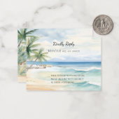 Beach tropical watercolor wedding response RSVP Mitteilungskarte (Vorderseite/Rückseite Beispiel)