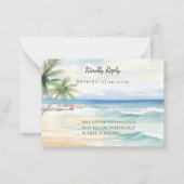 Beach tropical watercolor wedding response RSVP Mitteilungskarte (Vorderseite)