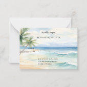 Beach tropical watercolor wedding response RSVP Mitteilungskarte (Vorderseite)