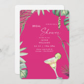 Beach Tropics Hot Pink Margarita Brautparty Einladung (Vorne/Hinten)