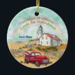 Beach Truck Lighthouse Keramik Ornament<br><div class="desc">Beach Truck Lighthouse-Ornament von ArtMuvz Illustration. Passend Leuchtturm zum Shirt, Aquarell, Wasserkleidung, Bekleidung für den Leuchtturm, Bekleidung für den Leuchtturm. Leuchtturmgeschenke sind eine großartige Möglichkeit, jemandem zu zeigen, den man interessiert, besonders wenn sie selbst den Ozean, die Küste oder die Leuchttürme Lieben. Leuchttürme sind Symbol für Hoffnung, Führung und Sicherheit,...</div>