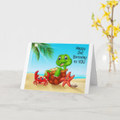 BEACH TURTLE SAGT *HABEN SIE SPASS AN IHREM 2. GEB KARTE (Gelbe Blume)