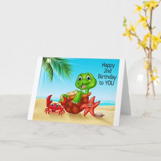 BEACH TURTLE SAGT *HABEN SIE SPASS AN IHREM 2. GEB KARTE (Gelbe Blume)