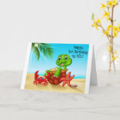 BEACH TURTLE SAYS *HAVE FUN ON YOUR 1st BIRTHDAY* Karte (Gelbe Blume)