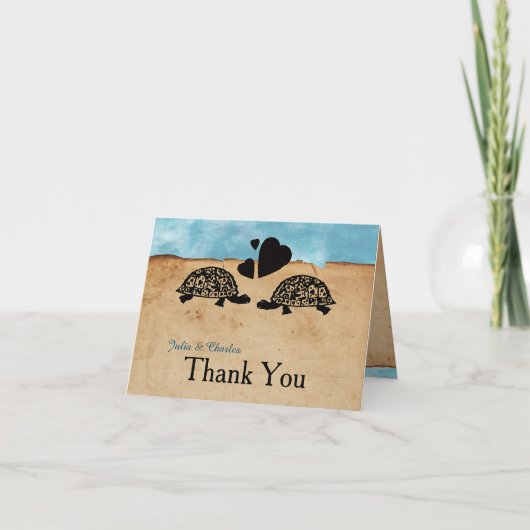Beach Turtle Whimsical Personalized Thank You Dankeskarte (Vorderseite)