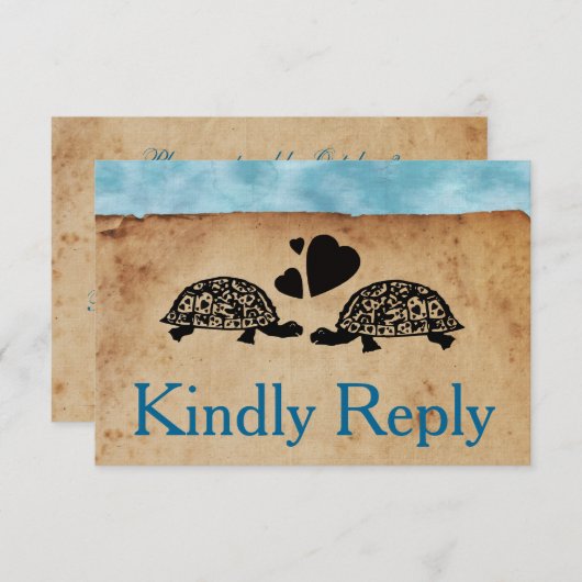 Beach Turtle Whimsical UAWG und Entree Choice RSVP Karte (Vorne/Hinten)